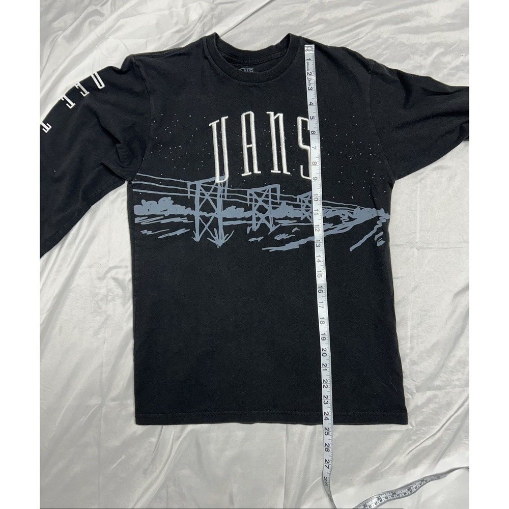 Vans Off The Wall Graphic Long Sleeve Skate Shirt Punk Black Embroidered Logo S - Picture 10 of 13